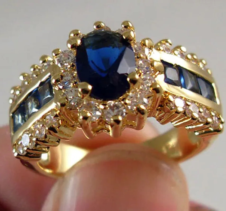 Fashion Jewelry 18k Yellow Gold Filled Ruby Oval Cut Ring