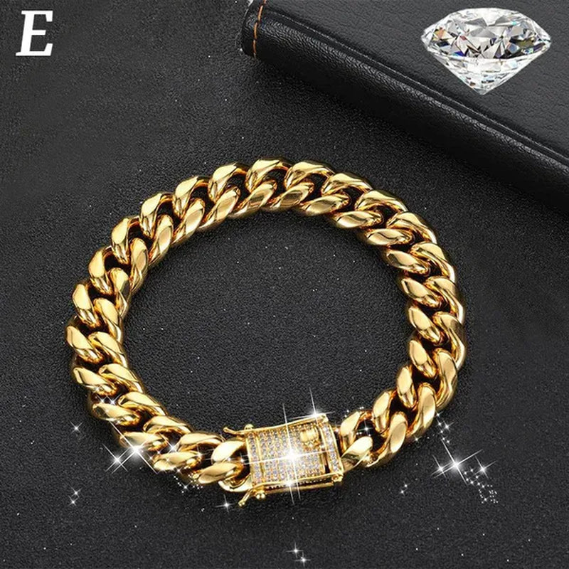New Men'S Women'S Fashion Diamond Bracelet Gold/925 Silver Plated Bracelet Luxury Bracelet Byzantine Chain Cuban Chain Birthday Holiday Gift (8 Inch)