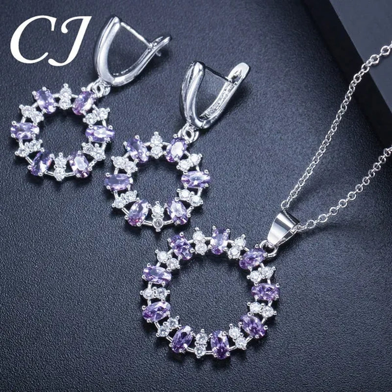 CANDICE Oval Yellow Platinum Plated Costume Party Jewelry Set Fashion Hollow Out Round Dangle Necklace Hoop Earrings with Silver Plated for Women Accessories