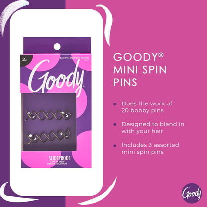 Hair Spin Pin, 2 Count - Mini Corkscrew Hair Pins for Fast Bun Provides All-Day Hold - Easy and Quick to Use - Pain-Free Hair Accessories for Women, Men, Boys, and Girls