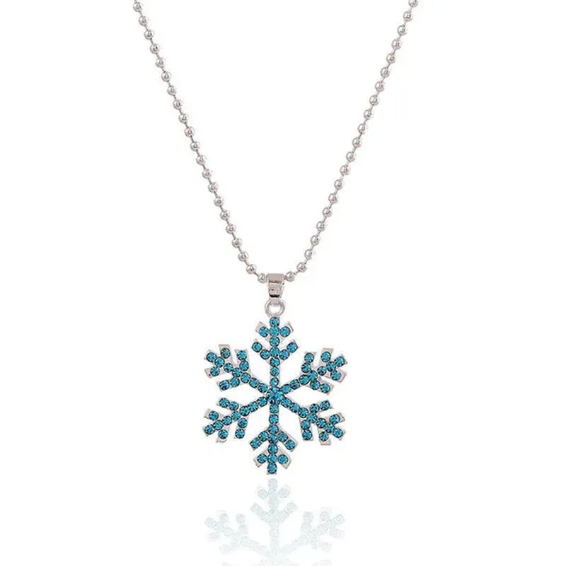 New Fashion Christmas Gift Decoration Explosion Crystal Pendant Full Diamond Pendant Necklace Snowflake Sweater Chain - WORLD TIME VISITS