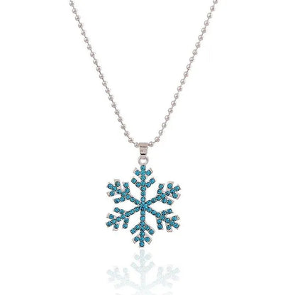 New Fashion Christmas Gift Decoration Explosion Crystal Pendant Full Diamond Pendant Necklace Snowflake Sweater Chain - WORLD TIME VISITS