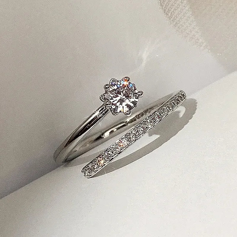 Fashion Moissanite Jewelry Exquisite 925 Sterling Silver White Sapphire Ring Eternal Diamond Wedding Band Proposal Engagement Anniversary Party Gift Promise Rings