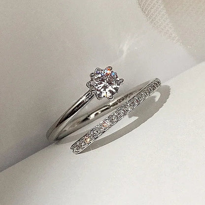 Fashion Moissanite Jewelry Exquisite 925 Sterling Silver White Sapphire Ring Eternal Diamond Wedding Band Proposal Engagement Anniversary Party Gift Promise Rings