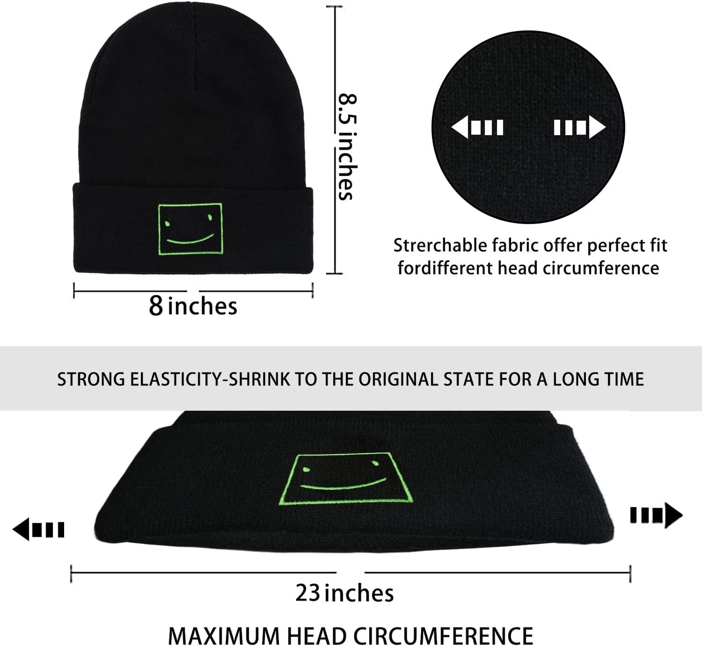 Funny Beanies Hat, Men'S and Women'S Winter Warm Black Fashion Cool Embroidered Knit Hat