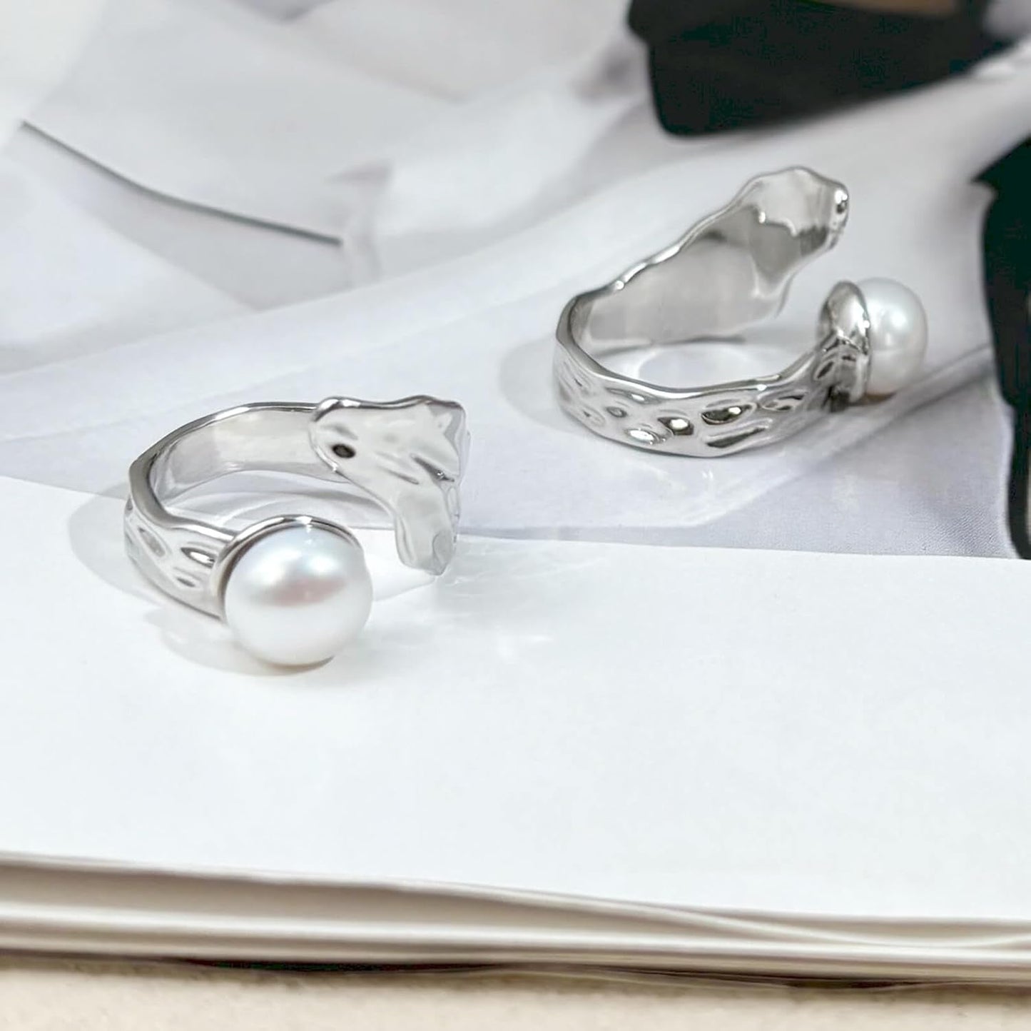 Pearl Ring, Real Freshwater Pearl Ring for Pearl Jewelry, Adjustable Silver Pearl Ring for Prom Jewelry, June Birthstone Rings for Women