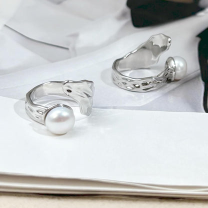 Pearl Ring, Real Freshwater Pearl Ring for Pearl Jewelry, Adjustable Silver Pearl Ring for Prom Jewelry, June Birthstone Rings for Women