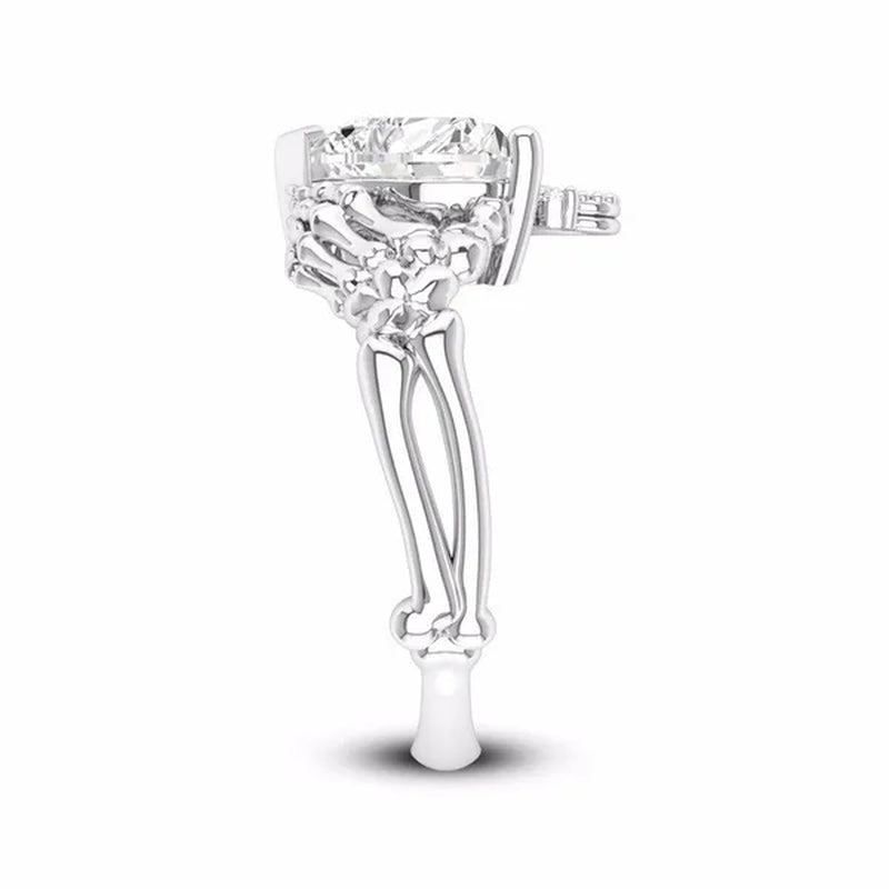 Claddagh White Sapphire Heart Punk Skeleton Hands Diamond Promise Proposal Engagement Wedding Band Rings Size 5 - 12