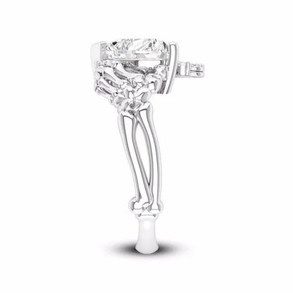 Claddagh White Sapphire Heart Punk Skeleton Hands Diamond Promise Proposal Engagement Wedding Band Rings Size 5 - 12