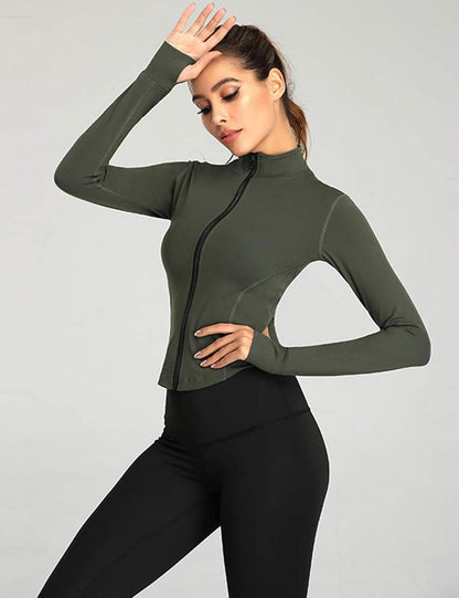 Women'S Athletic Full Zip Lightweight Workout Jacket with Thumb Holes
