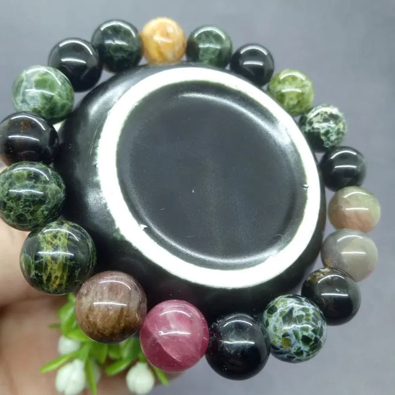 5A African Natural Stone Colorful Tourmaline Apyrite Beads Bracelet Charm