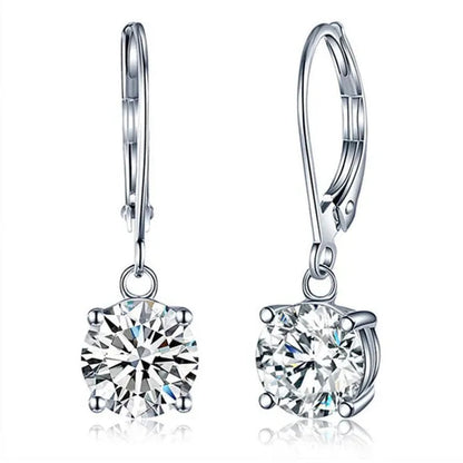 Fashion Jewellery 925 Sterling Silver Diamond Glistening White Sapphire Earrings