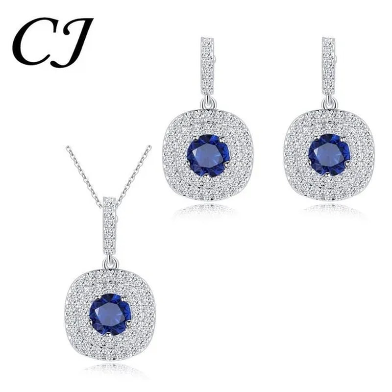 CANDICE 1 Set White Gold Plated Jewelry Set Full Clear CZ Crystal Pendant Necklace Earrings Sets with YELLOW Zirconia Stone