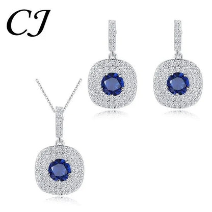CANDICE 1 Set White Gold Plated Jewelry Set Full Clear CZ Crystal Pendant Necklace Earrings Sets with YELLOW Zirconia Stone