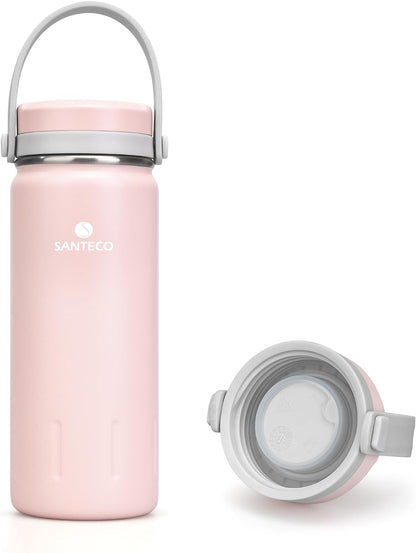13Oz Wide Mouth Vacuum Insulated with Handle, Stainless Steel Water Bottle with Leakproof Sloseable Lid for Cold Water Drinks, Sports, Travel, Car and Yoga