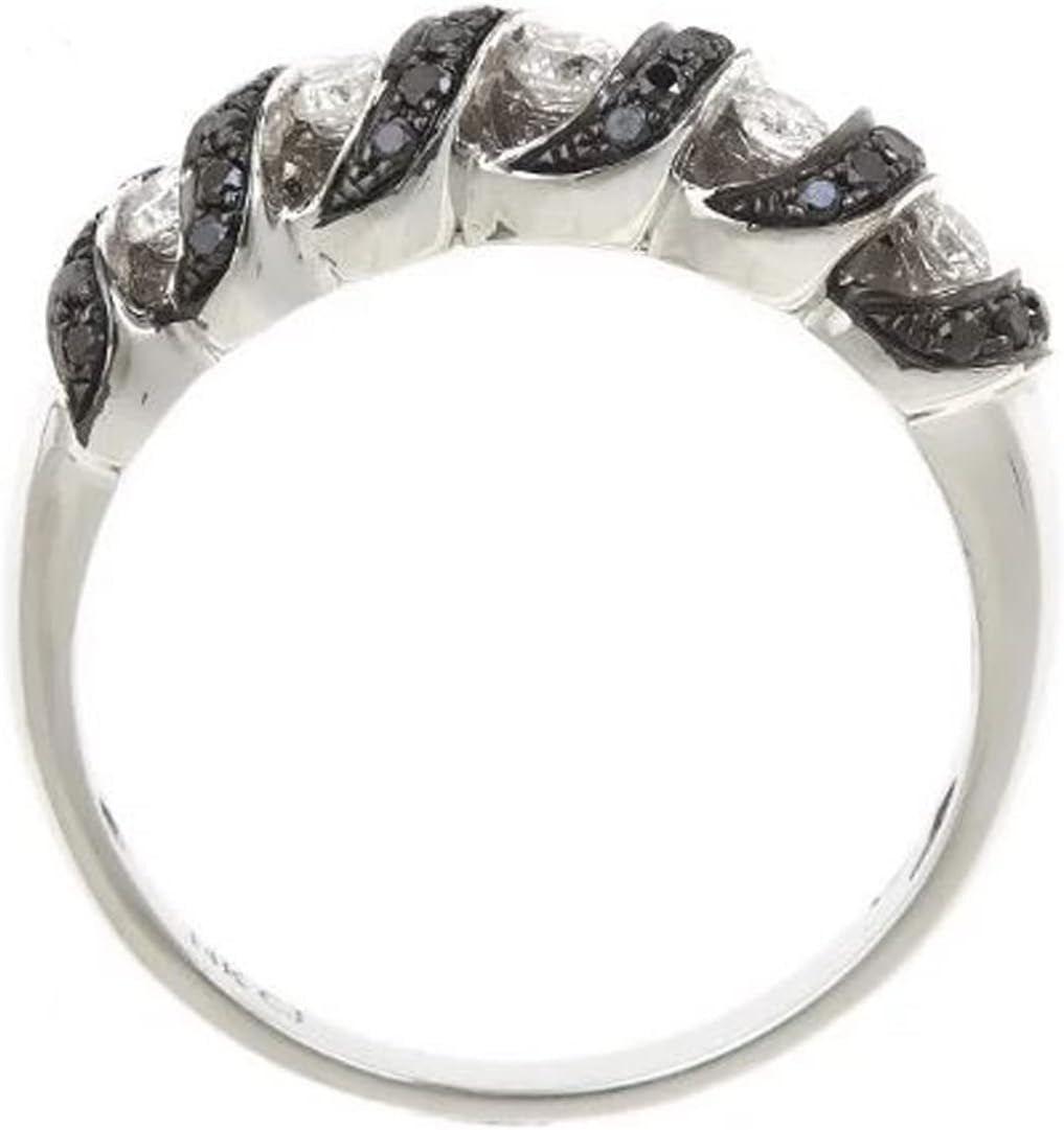 10K White Gold Natural Black & White Diamond Ring for Women | Ethically, Authentically & Organically Sourced Hand-Crafted Jewelry for Her | Diamond Ring for Women.