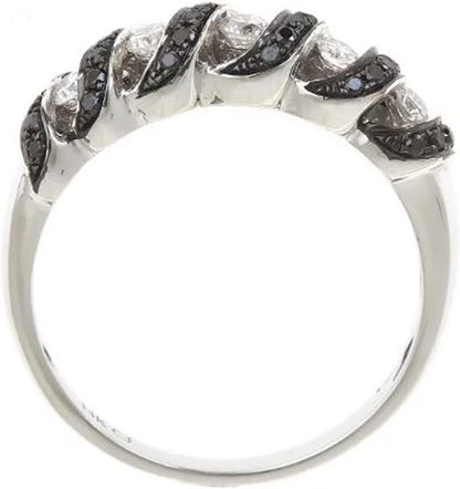 10K White Gold Natural Black & White Diamond Ring for Women | Ethically, Authentically & Organically Sourced Hand-Crafted Jewelry for Her | Diamond Ring for Women.