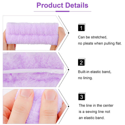 6 Pack Purple Microfiber Bow Tie Hair Band Set, Hair Accessories for Women'S Facial Care Gifts