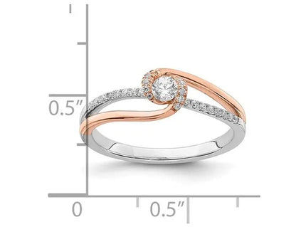 1/4 Carat (ctw) Diamond ByPass Band Ring in 14K White and Rose  Gold