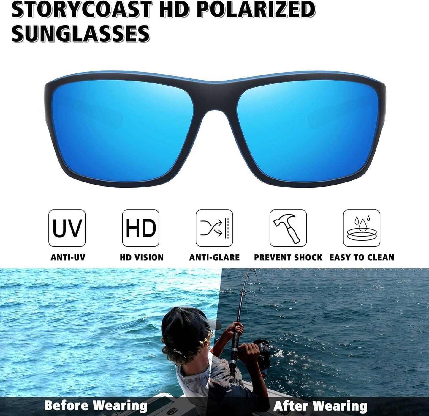 Polarized Sports Sunglasses for Men Women Unbreakable Frame Cycling Fishing Driving