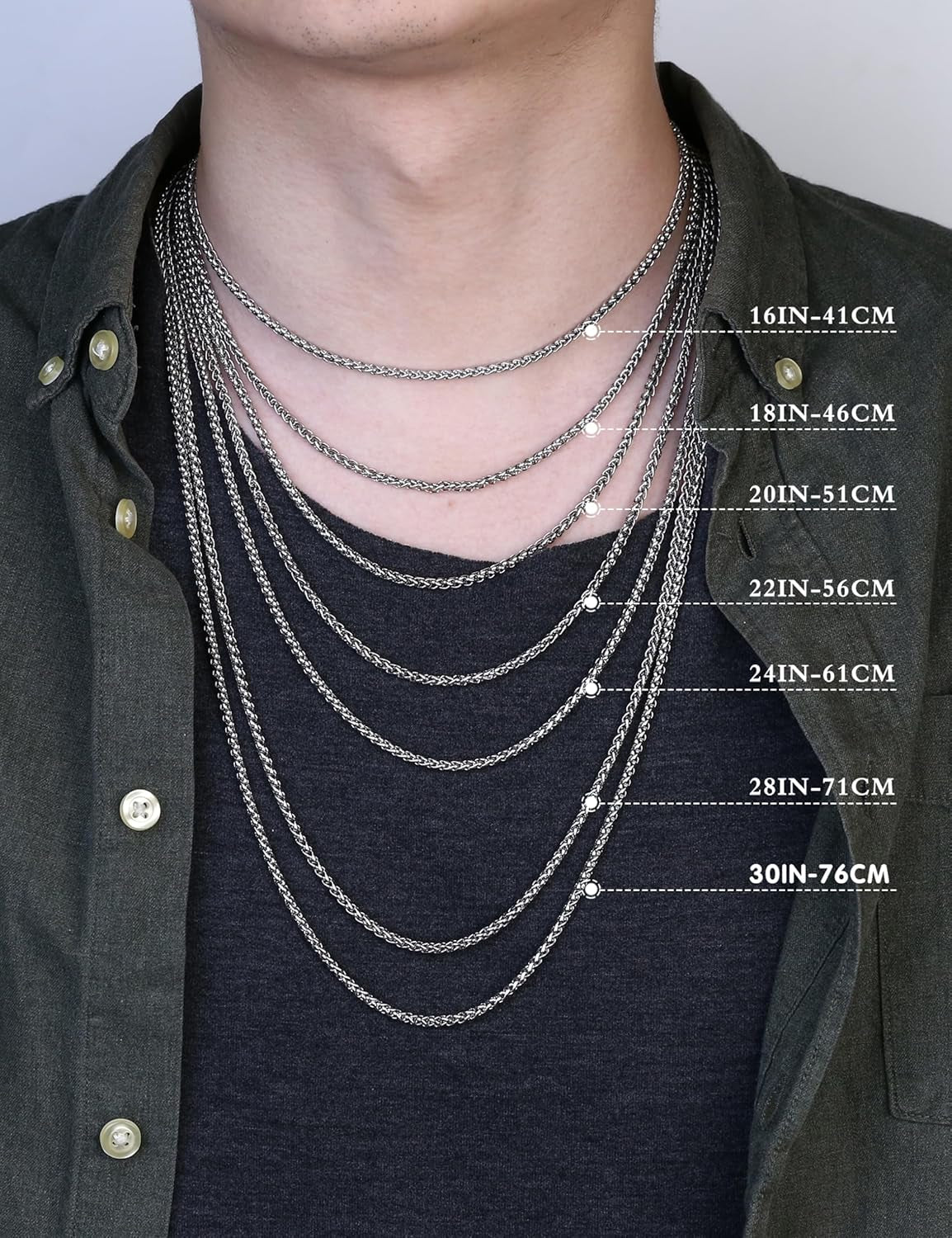 925 Sterling Silver Cross Necklace Men-Removable Silver Cross Pendant with Hypoallergenic 316L Stainless Steel Wheat Chain Crucifix Necklace Jewelry for Mens Women, 16-30 Inches