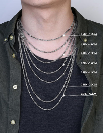925 Sterling Silver Cross Necklace Men-Removable Silver Cross Pendant with Hypoallergenic 316L Stainless Steel Wheat Chain Crucifix Necklace Jewelry for Mens Women, 16-30 Inches