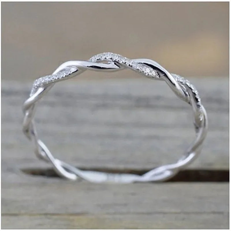 Diamond Ring Engagement Ring  Diamond Anniversary Twined Vine Simple Infinity Eternity Ring Bridal Women Promise Ring Anniversary Gold Wedding Bands Size 4-10