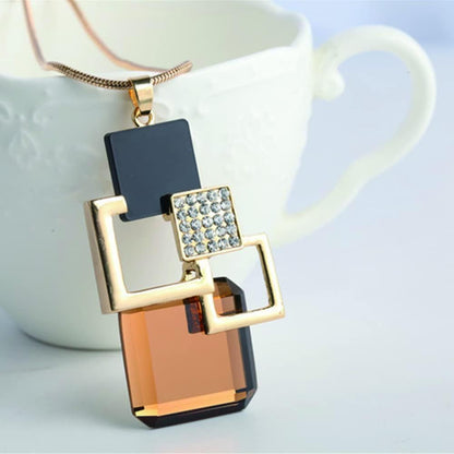 Long Necklace Pendant with Rubies and Diamonds Fashion Retro All-Match Clothing Accessories Suitable for Party Festival Travel Vacation Best Gifts for Ladies and Girls