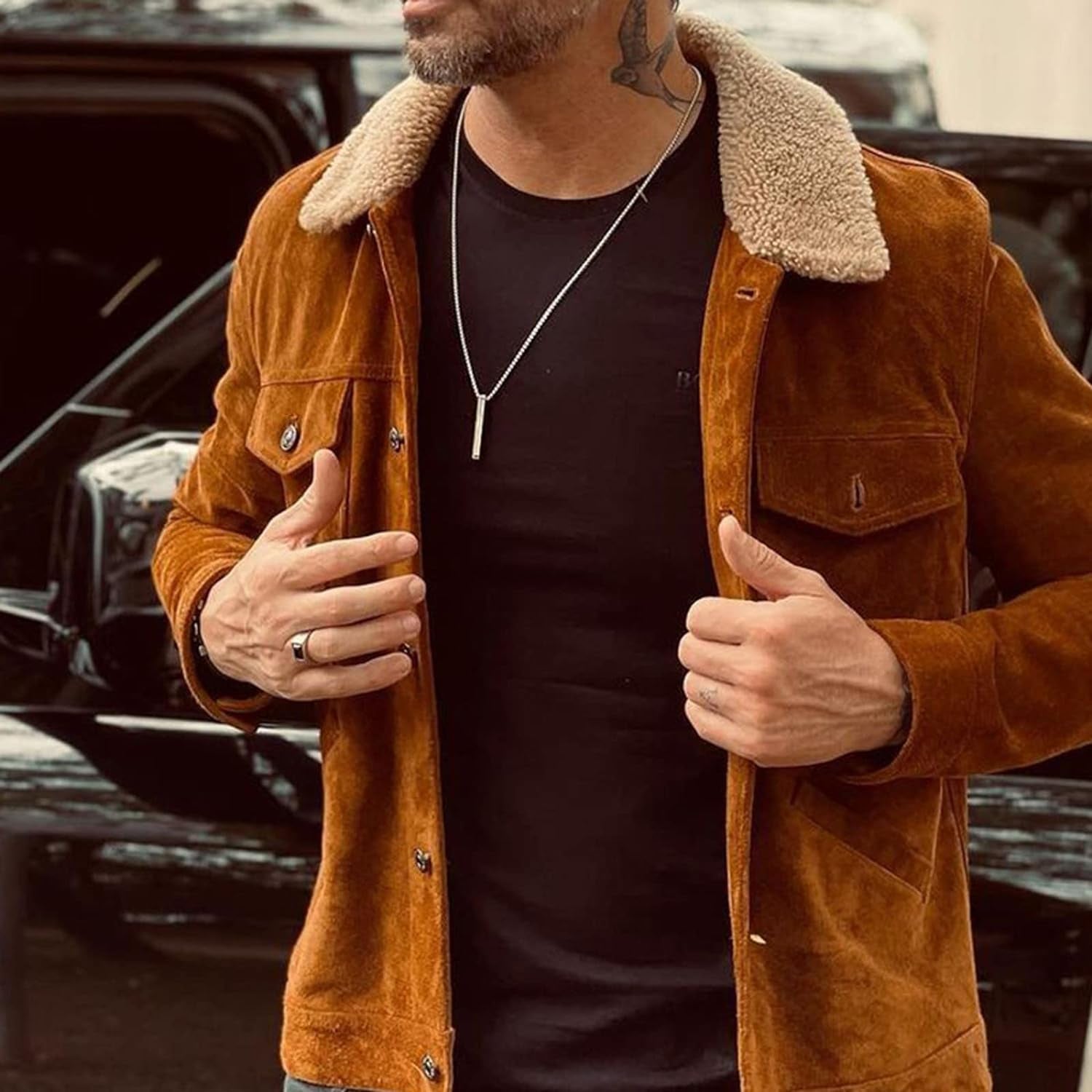 Bar Pendant Necklace for Men Stainless Steel Box Chain Pendant Men’S Necklace Jewelry Length 22Inch - WORLD TIME VISITS
