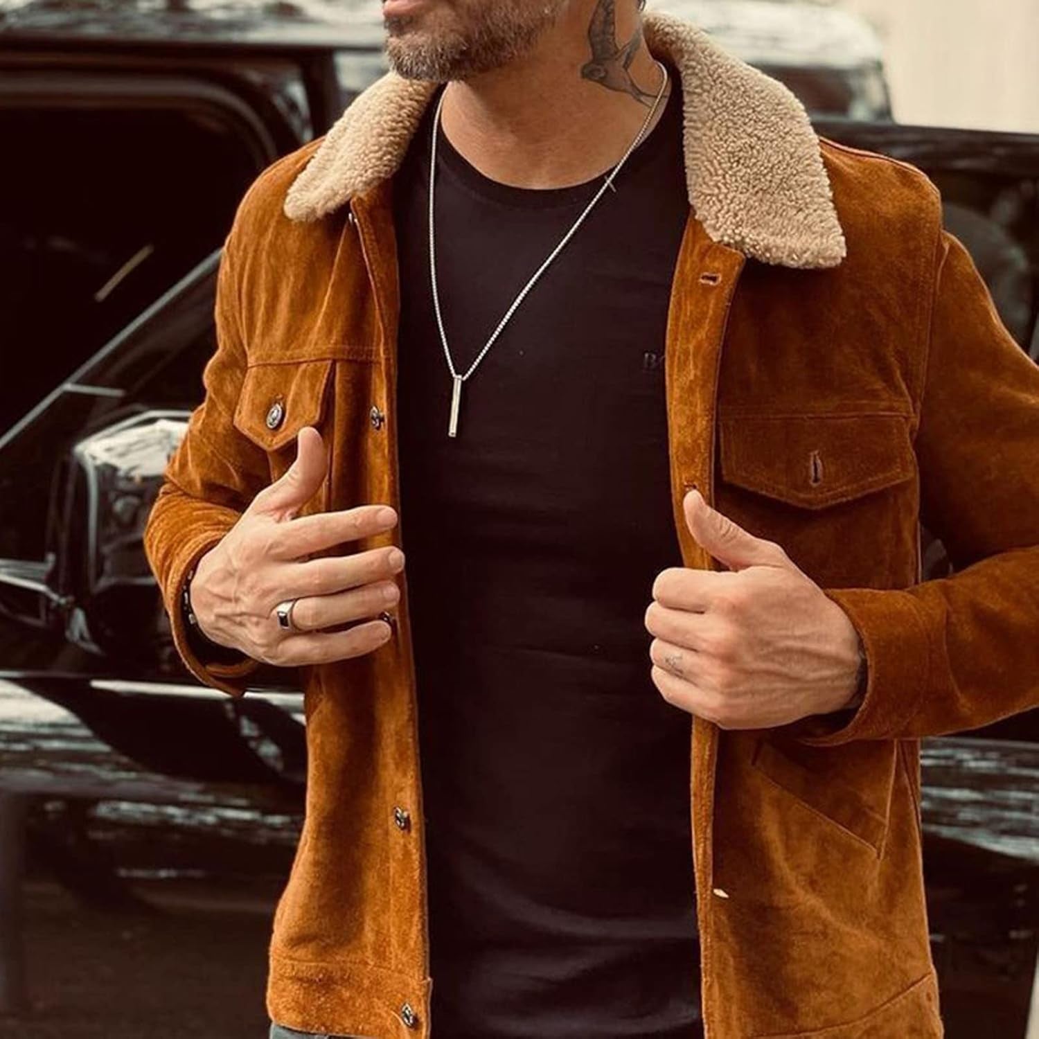 Bar Pendant Necklace for Men Stainless Steel Box Chain Pendant Men’S Necklace Jewelry Length 22Inch - WORLD TIME VISITS
