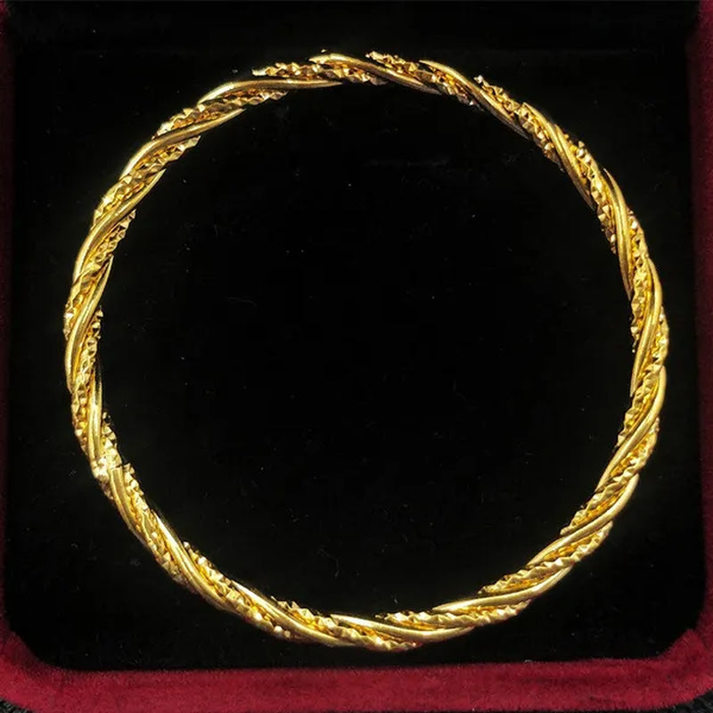 Vintage Twist Bracelet 24K Pure Gold Wave Design Bracelet Set