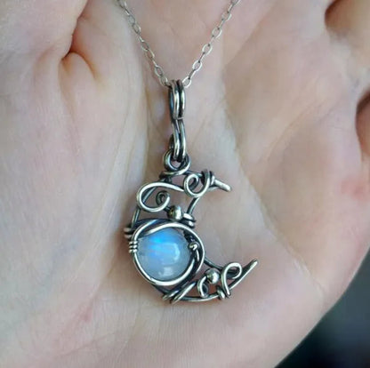 Moon Shape Moonstone Pendant Necklace For Women Female Fashion Jewelry Gifts For Girl