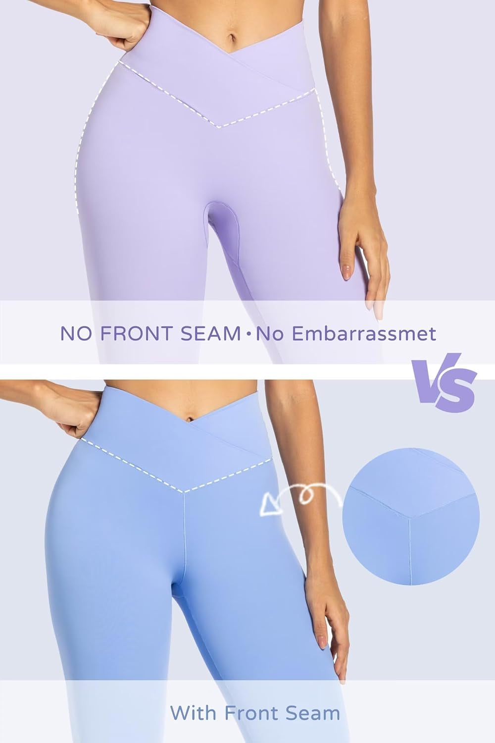 Womens Flare Leggings No Front Seam Flare Yoga Pants with Tummy Control Crossover High Waist and Wide Leg - WORLD TIME VISITS