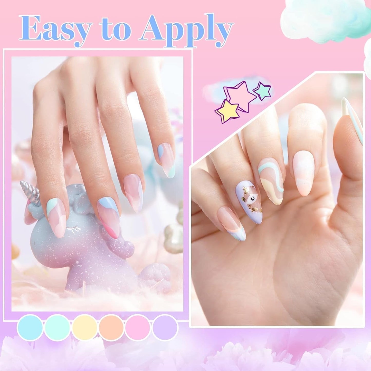 Beetles Pastel Gel Nail Polish Set 6 Pcs Pink Nude Gel Polish Pastel Yellow Blue Gel Polish Soak off Uv Nail Lamp Gifts for Women Manicure Kit