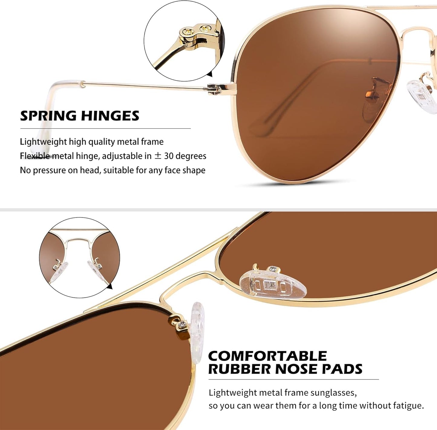 Aviator Sunglasses for Men Women Classic Polarized UV400 Protection