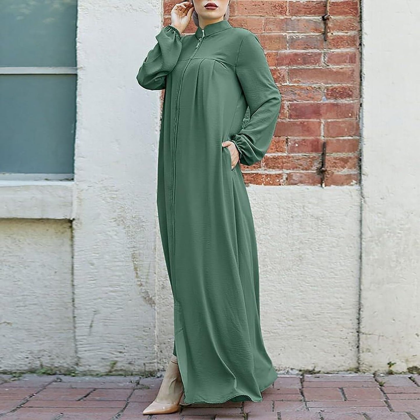 Women'S Chiffon Kaftan Abaya Dress Muslim Long Sleeve Self Tie Flowy Maxi Dress Abaya Casual Dress Dubai Outfits