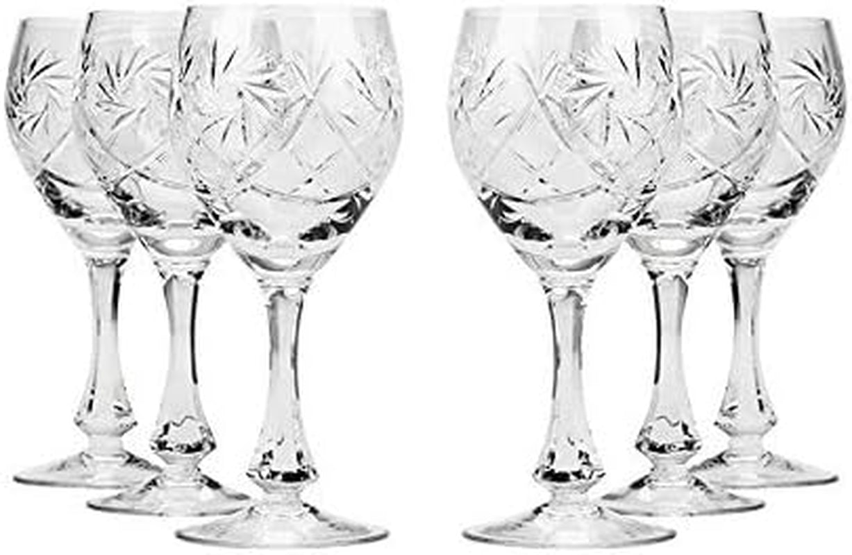 2-Oz Hand Made Vintage Russian Crystal Shot Glasses, Set of 6 - WORLD TIME VISITS