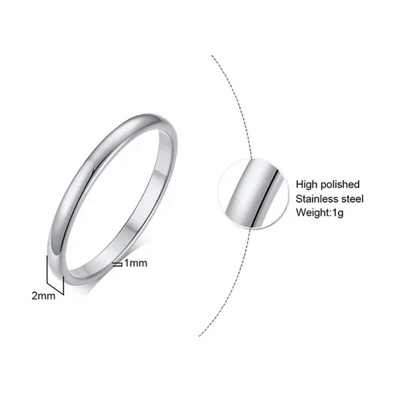 2Mm Stainless Steel Thin Ring Rose Gold Black for Women Men Minimalist Ring Jewelry Party Simple Fashion Gift Size 3 to 12
