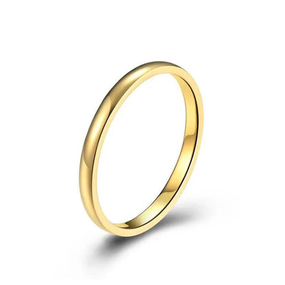 2Mm Stainless Steel Thin Ring Rose Gold Black for Women Men Minimalist Ring Jewelry Party Simple Fashion Gift Size 3 to 12