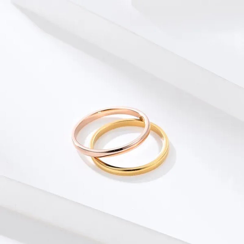 2Mm Stainless Steel Thin Ring Rose Gold Black for Women Men Minimalist Ring Jewelry Party Simple Fashion Gift Size 3 to 12 - WORLD TIME VISITS