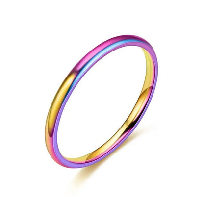 2Mm Stainless Steel Thin Ring Rose Gold Black for Women Men Minimalist Ring Jewelry Party Simple Fashion Gift Size 3 to 12