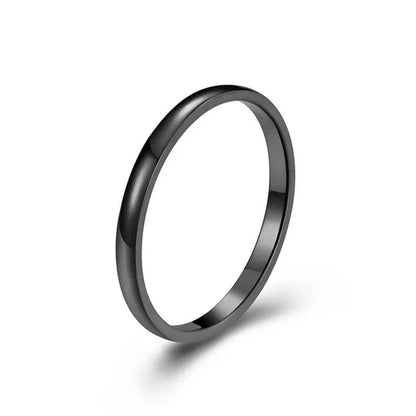2Mm Stainless Steel Thin Ring Rose Gold Black for Women Men Minimalist Ring Jewelry Party Simple Fashion Gift Size 3 to 12