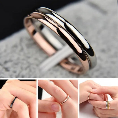 2Mm Stainless Steel Thin Ring Rose Gold Black for Women Men Minimalist Ring Jewelry Party Simple Fashion Gift Size 3 to 12