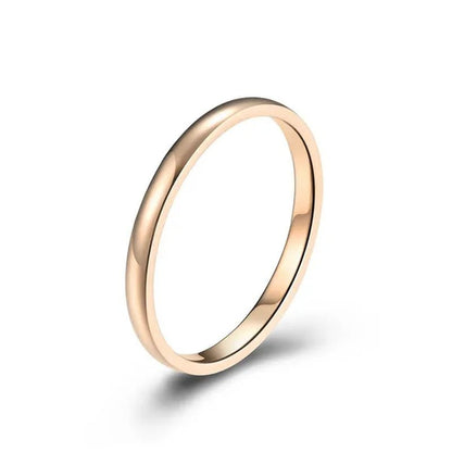 2Mm Stainless Steel Thin Ring Rose Gold Black for Women Men Minimalist Ring Jewelry Party Simple Fashion Gift Size 3 to 12 - WORLD TIME VISITS