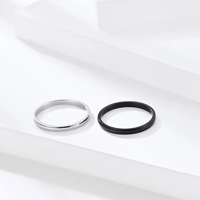 2Mm Stainless Steel Thin Ring Rose Gold Black for Women Men Minimalist Ring Jewelry Party Simple Fashion Gift Size 3 to 12 - WORLD TIME VISITS