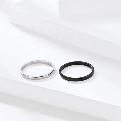 2Mm Stainless Steel Thin Ring Rose Gold Black for Women Men Minimalist Ring Jewelry Party Simple Fashion Gift Size 3 to 12 - WORLD TIME VISITS