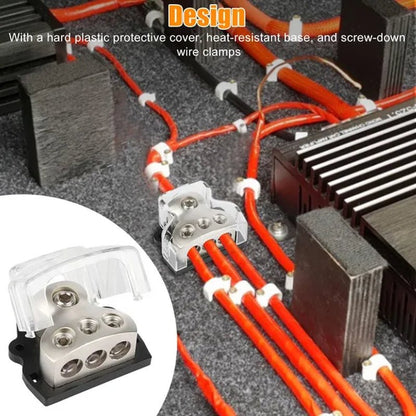2Pcs 3Way Distribution Block Car Audio Power Wire Splitter - Car Audio Splitter,Ground Distribution Block for Car Audio System Car Connectors