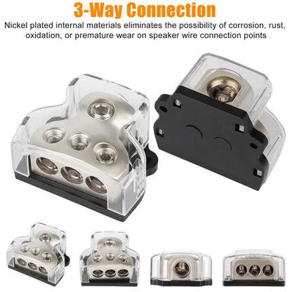 2Pcs 3Way Distribution Block Car Audio Power Wire Splitter - Car Audio Splitter,Ground Distribution Block for Car Audio System Car Connectors