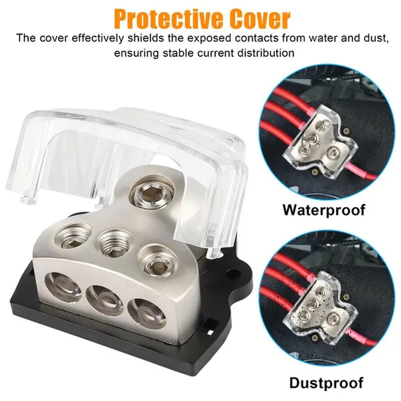 2Pcs 3Way Distribution Block Car Audio Power Wire Splitter - Car Audio Splitter,Ground Distribution Block for Car Audio System Car Connectors