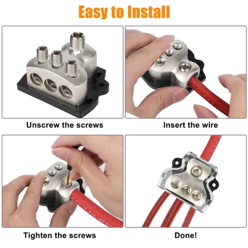 2Pcs 3Way Distribution Block Car Audio Power Wire Splitter - Car Audio Splitter,Ground Distribution Block for Car Audio System Car Connectors